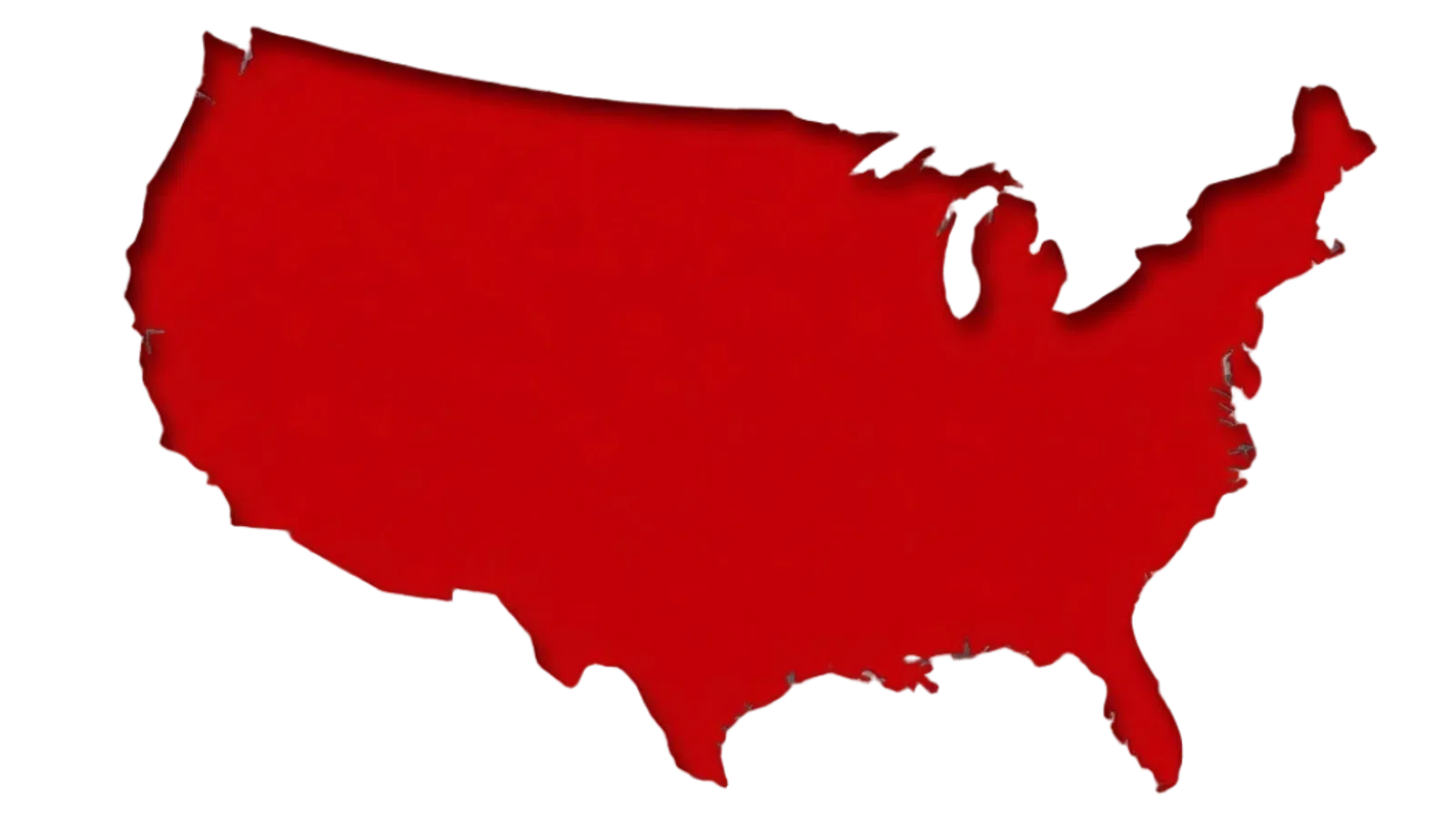 Red silhouette of the contiguous United States map on a transparent background.