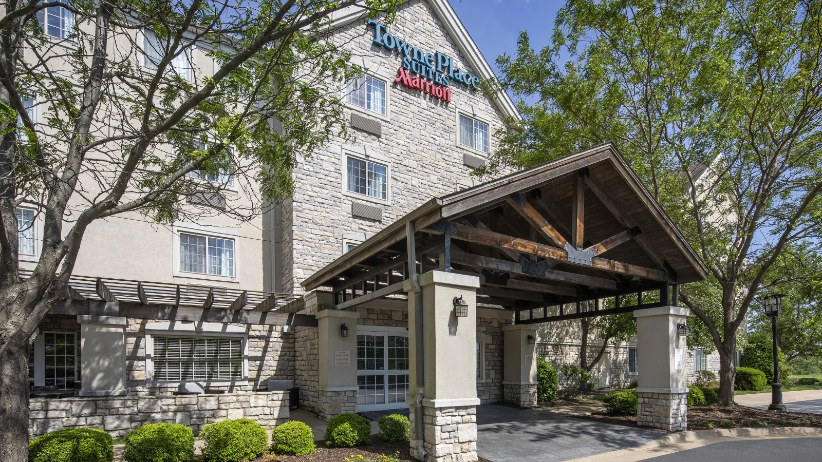 a building with a covered walkway