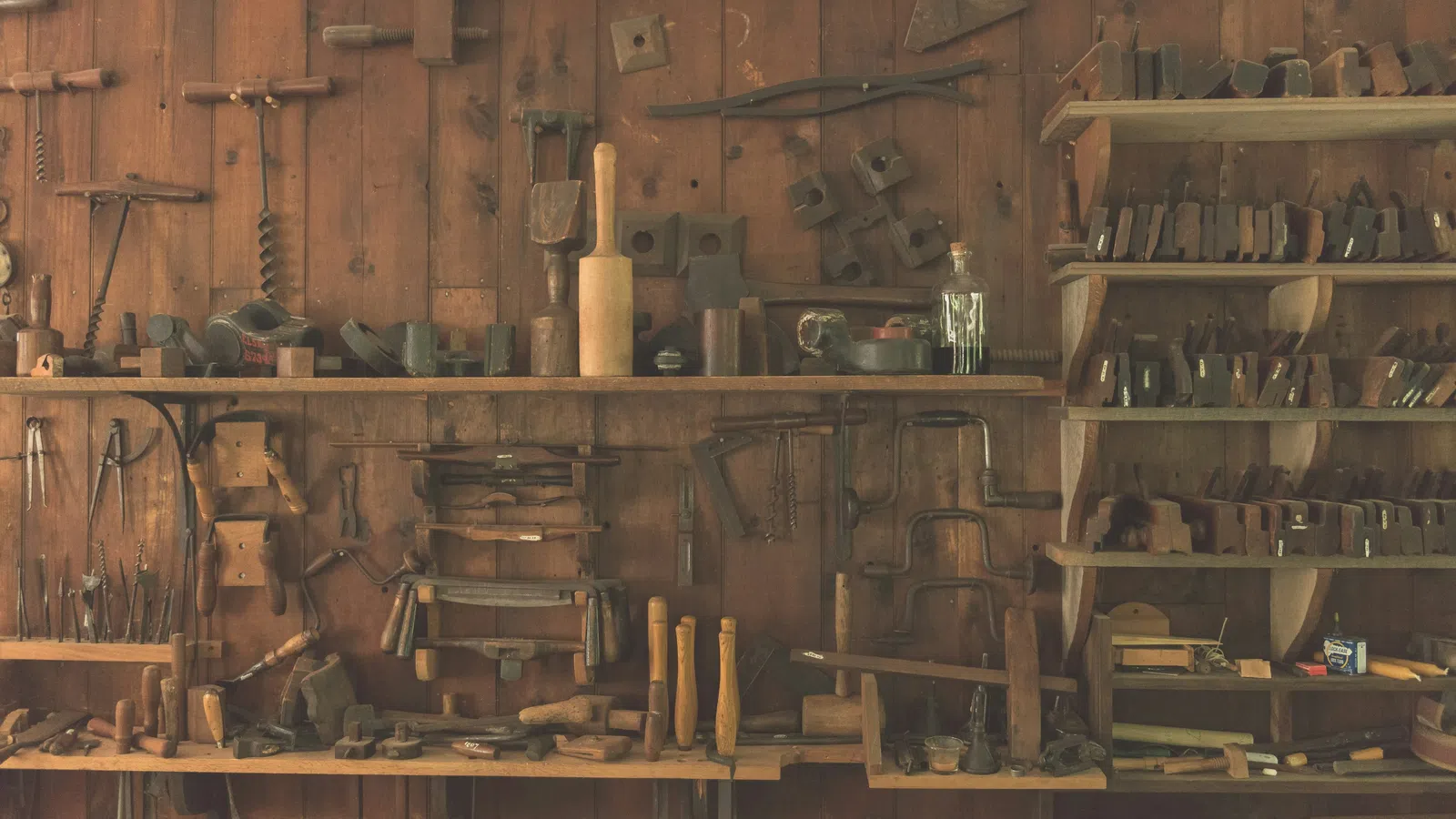 a room with tools and tools