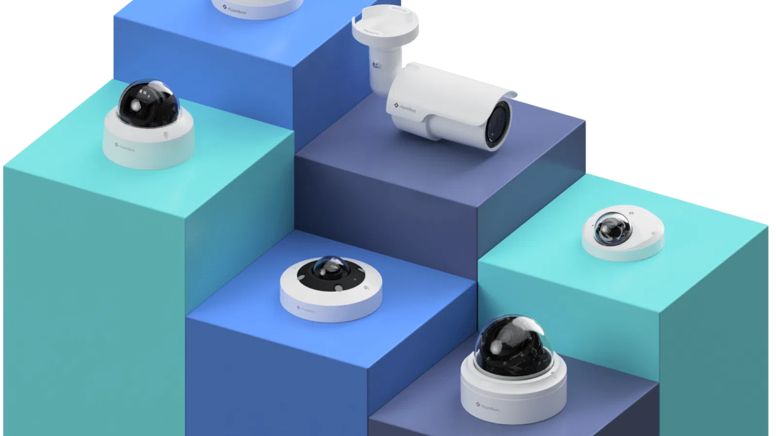 a group of white and blue boxes