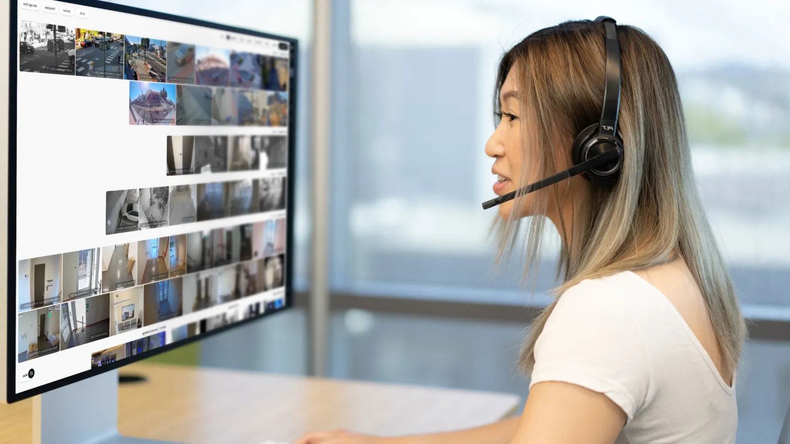 a woman wearing headphones