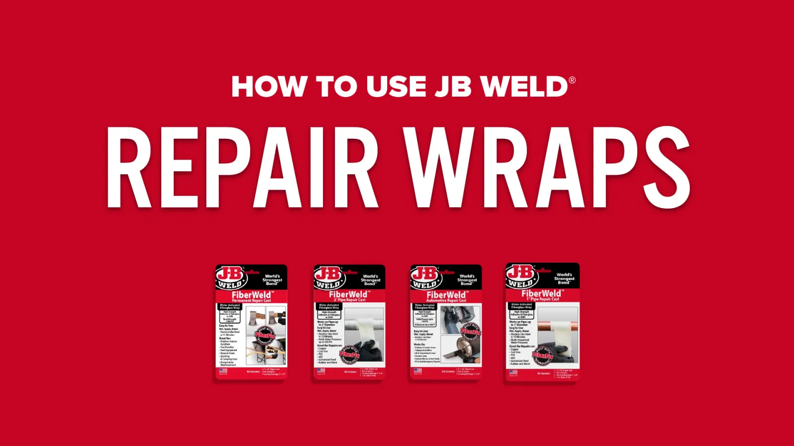 J-B WELD, Fiberglass, 2 in W x 4 ft L Wrap Size, Pipe Repair Kit
