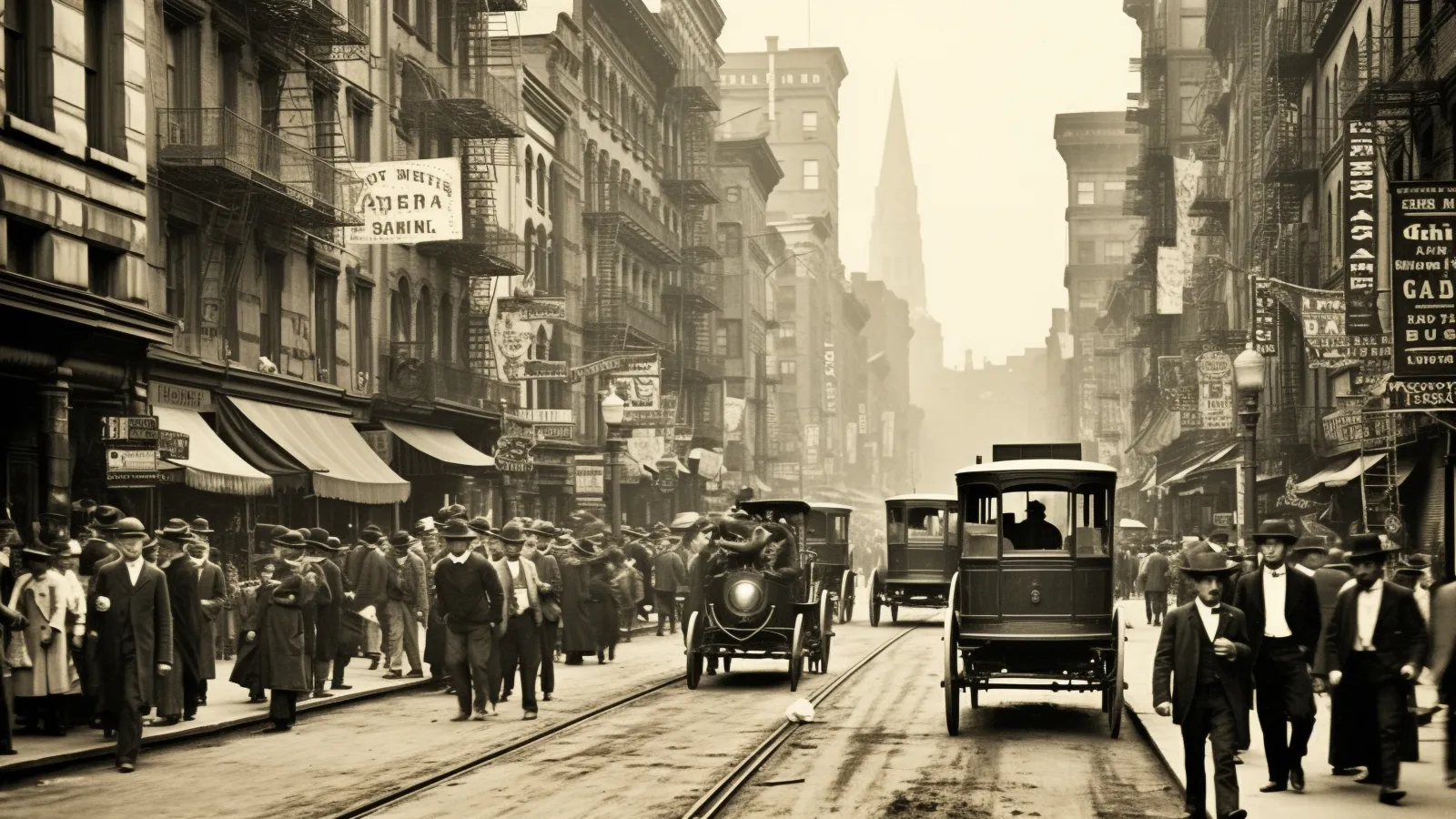 a crowd of people on a street