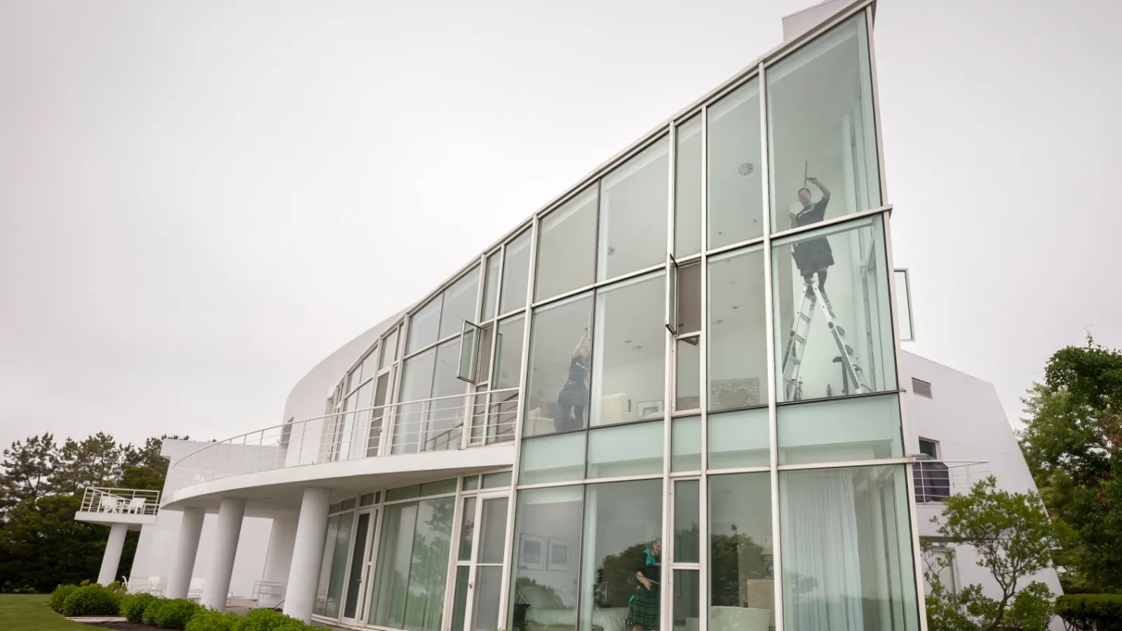 a building with glass windows