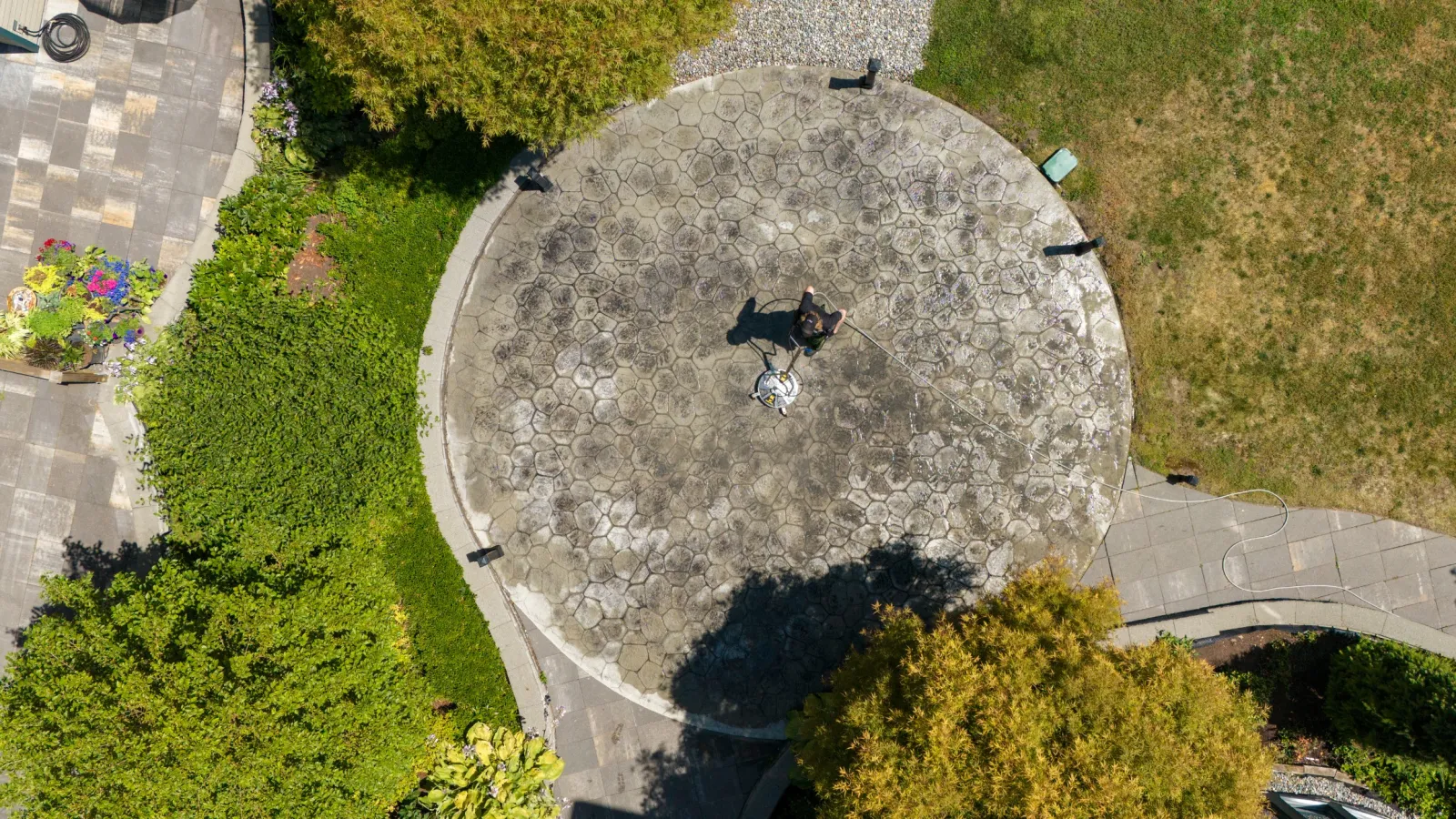 a person standing on a stone structure