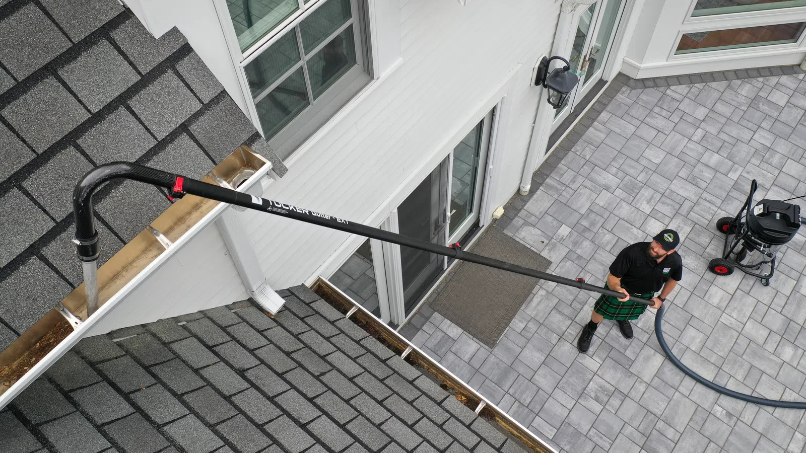 a person sitting on a roof