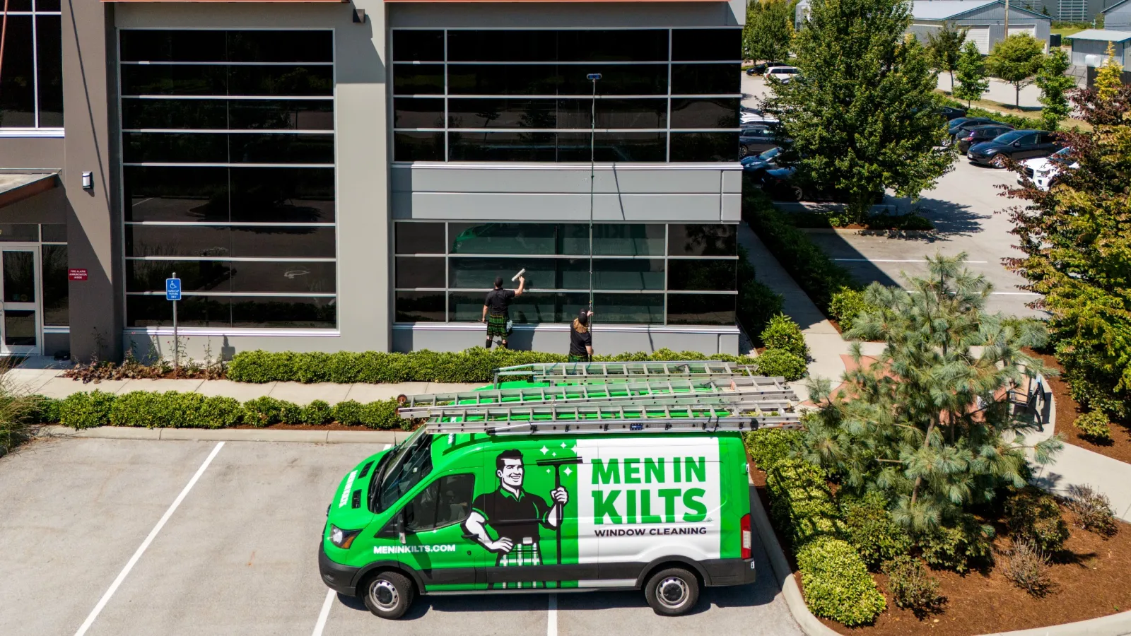 a green van with a cartoon character on it