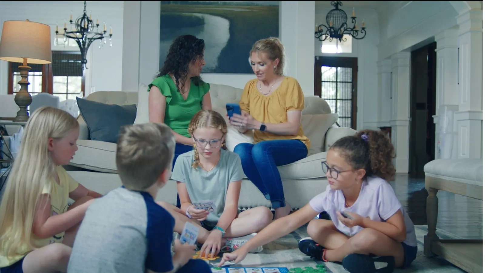 a group of people sitting on a couch