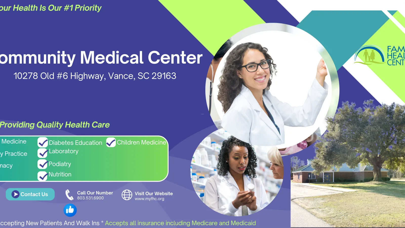 Community Medical Center in Vance SC offers comprehensive healthcare including adult and children's medicine, pharmacy, and nutrition.