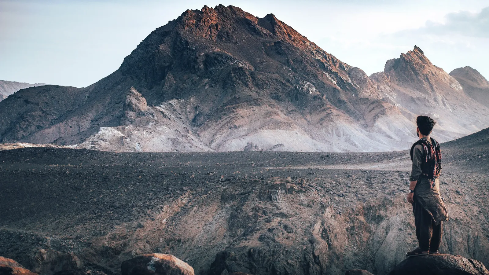 a man looking at a mountain in South Dakota