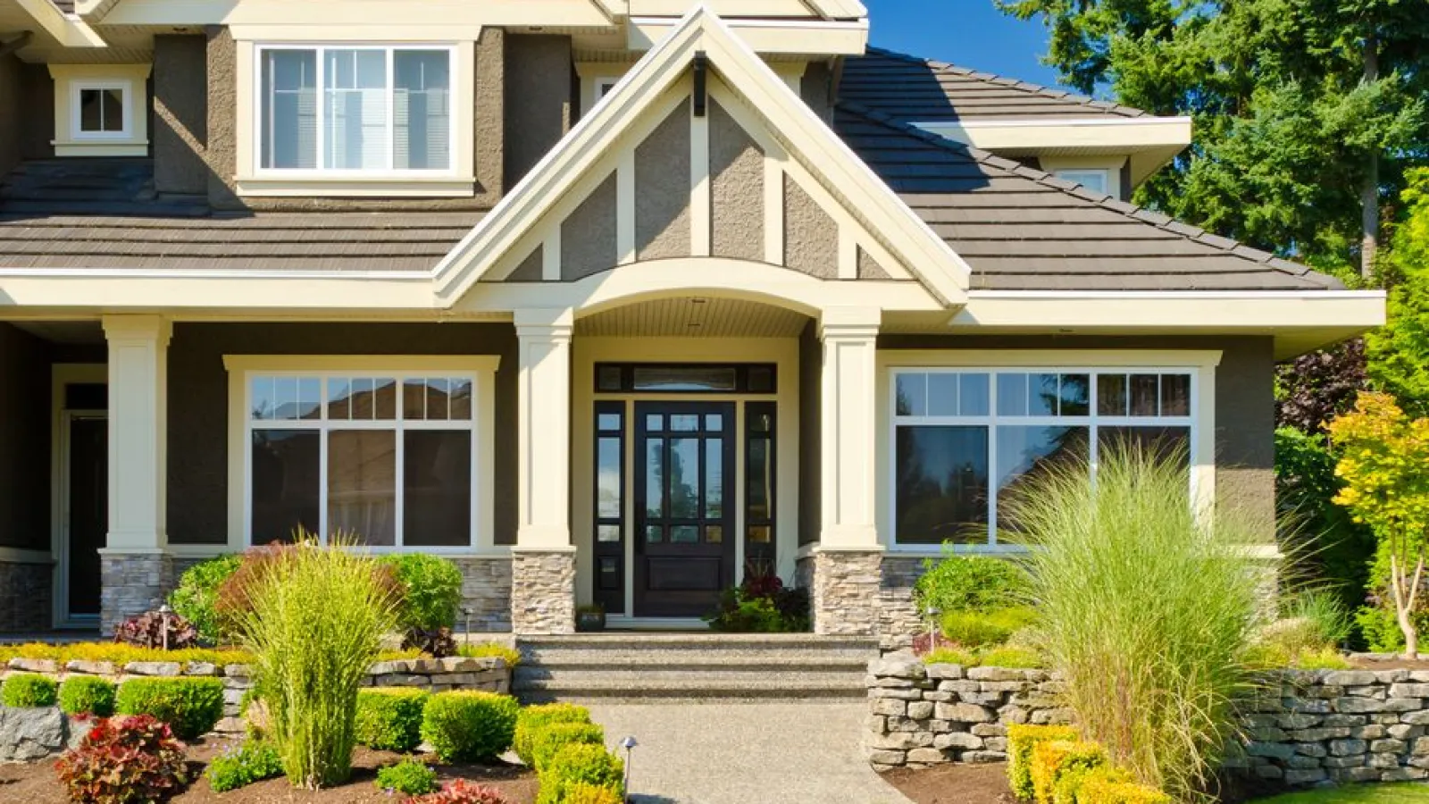 a garden in front of a house