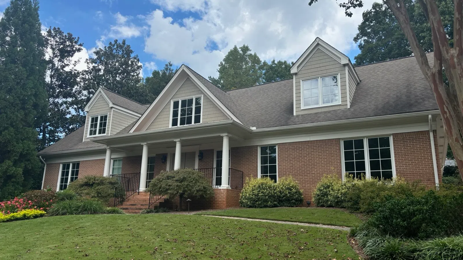 a house with a large front yard