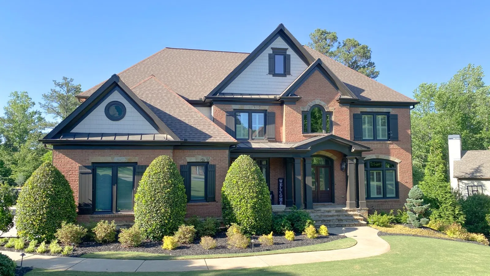 a house with a large front yard
