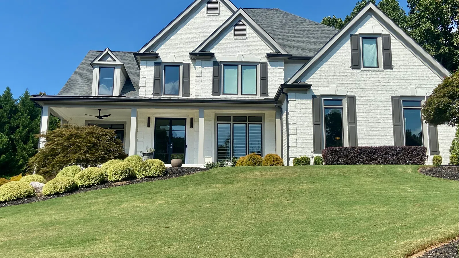 a house with a large front yard