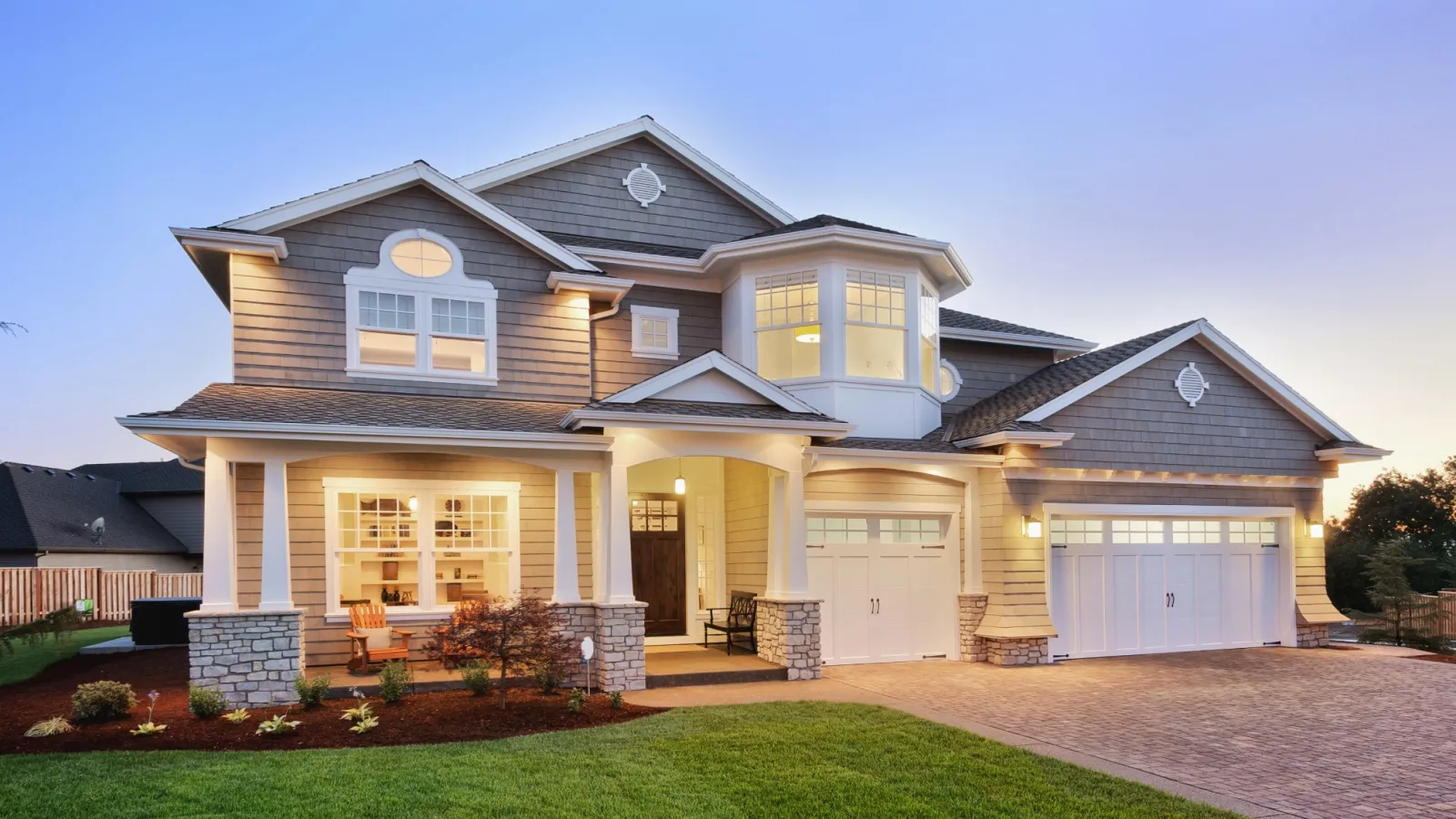 a house with a large front yard
