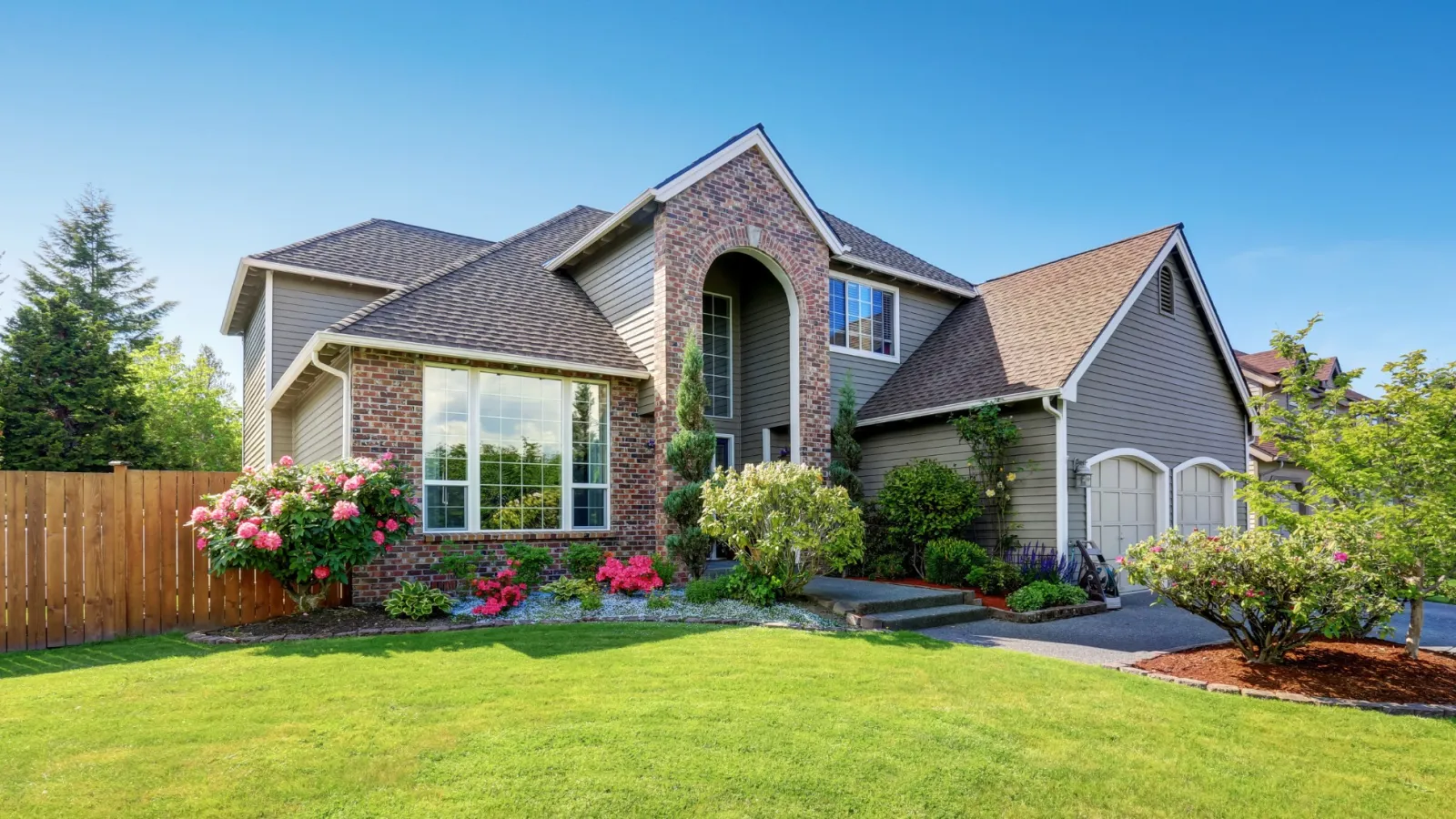 a house with a large front yard