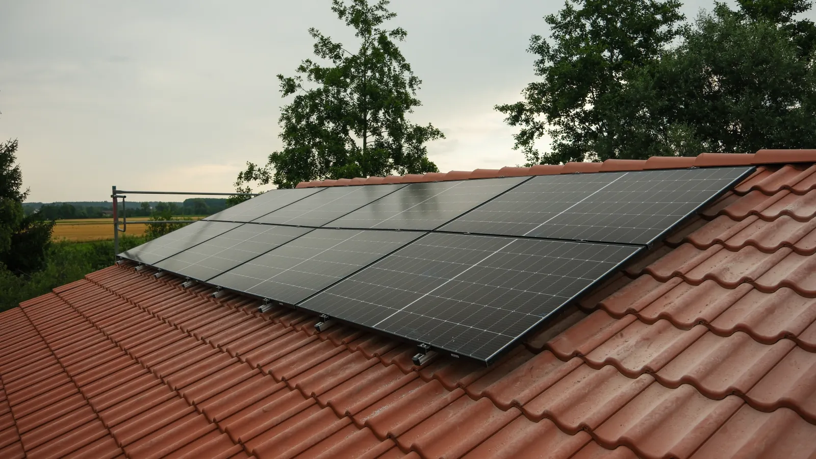 a roof with solar panels