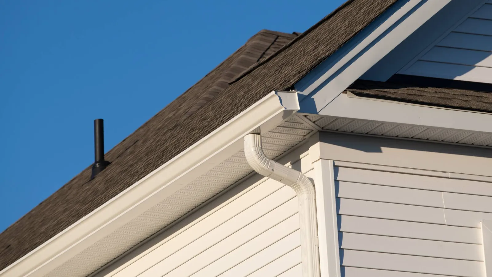 a roof with gutters