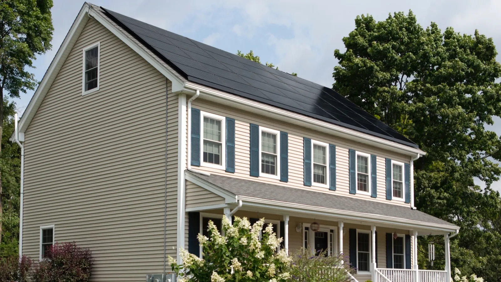 a residential house with northpoint solar panels on top
