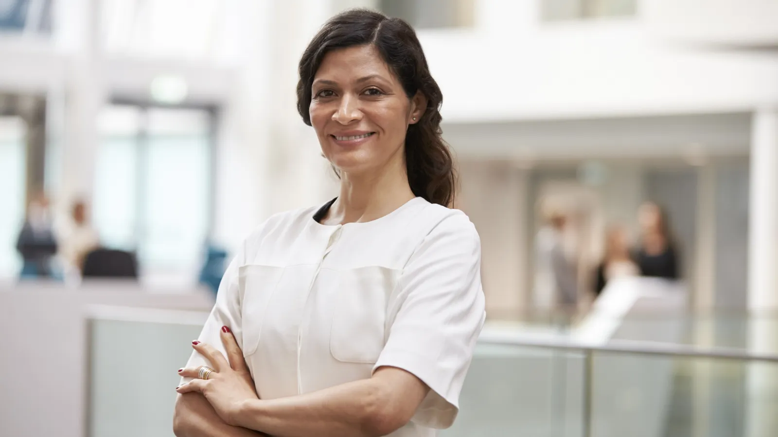 a woman smiling