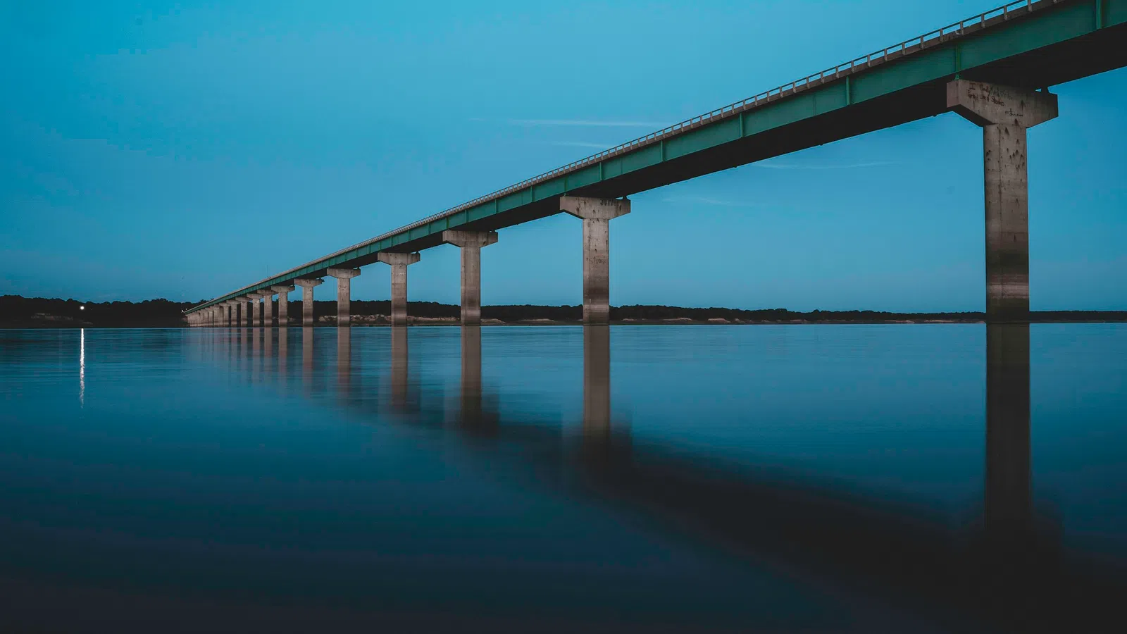 a long bridge over water