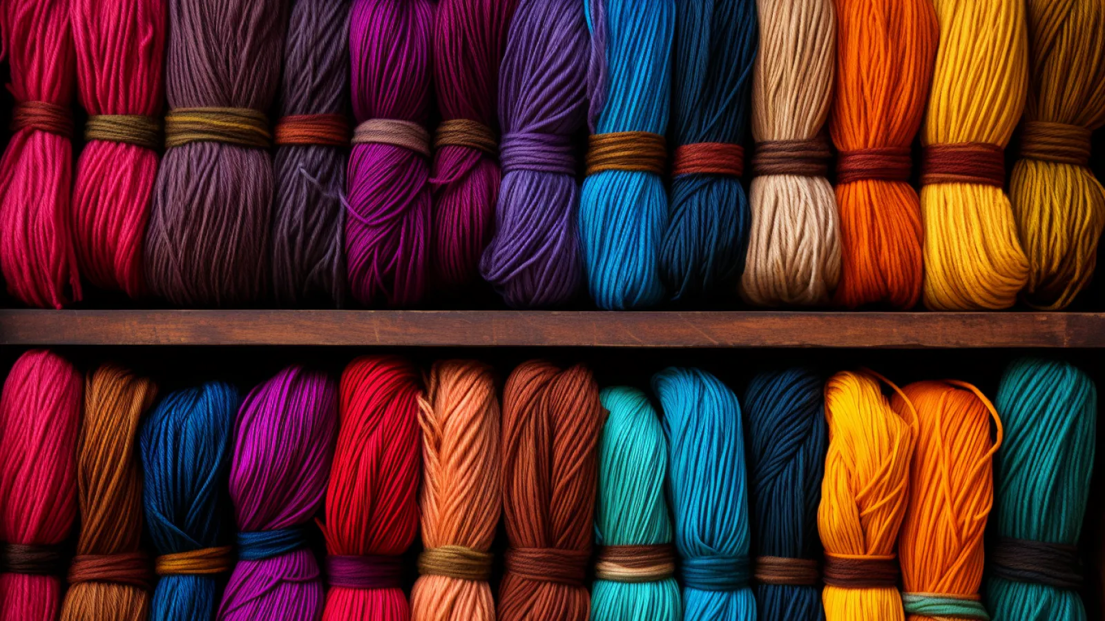 a group of colorful yarn