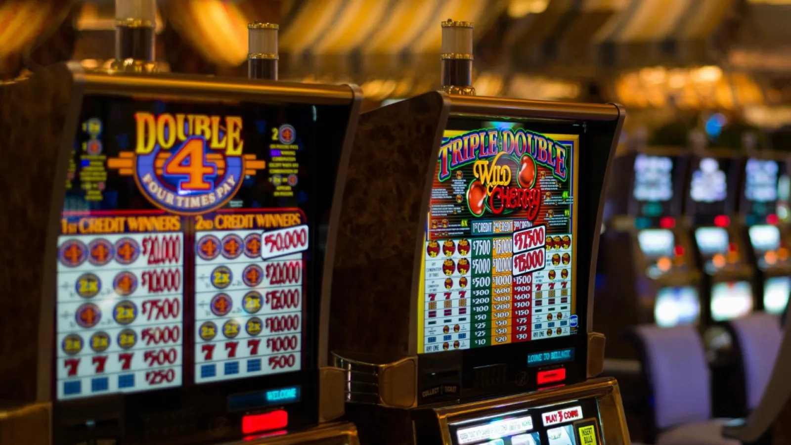 a row of slot machines