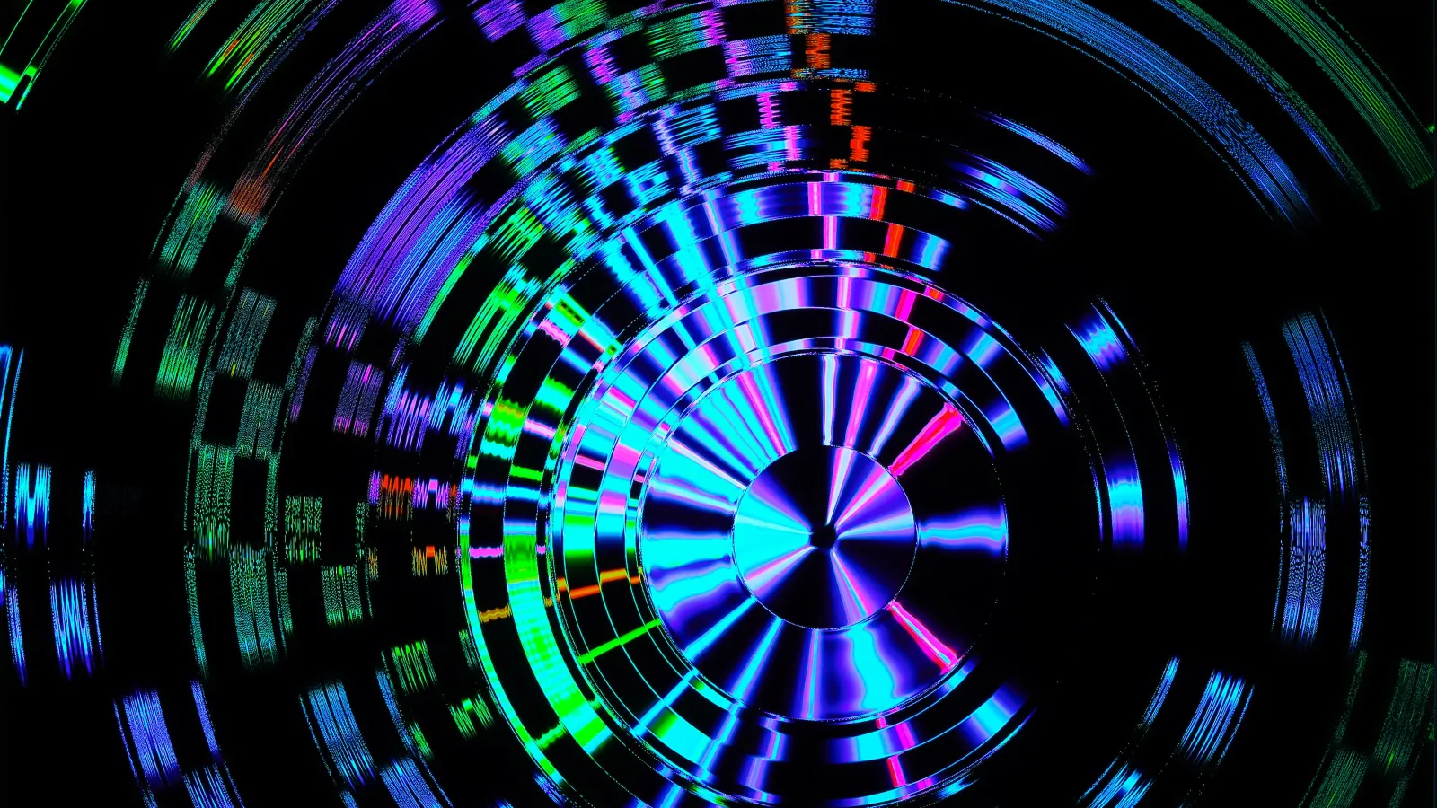 a circular object with colorful lights