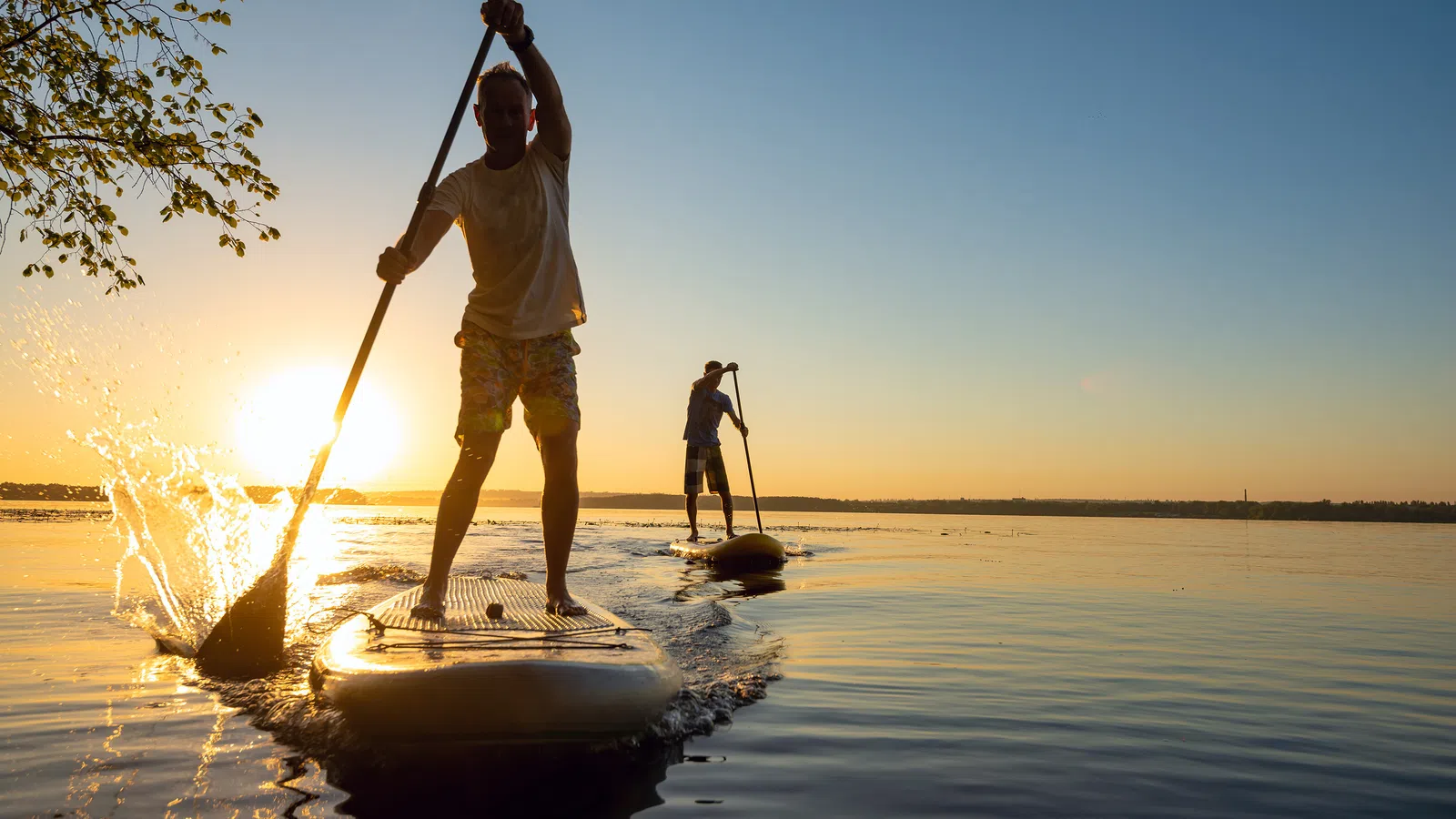 a man on a paddle board