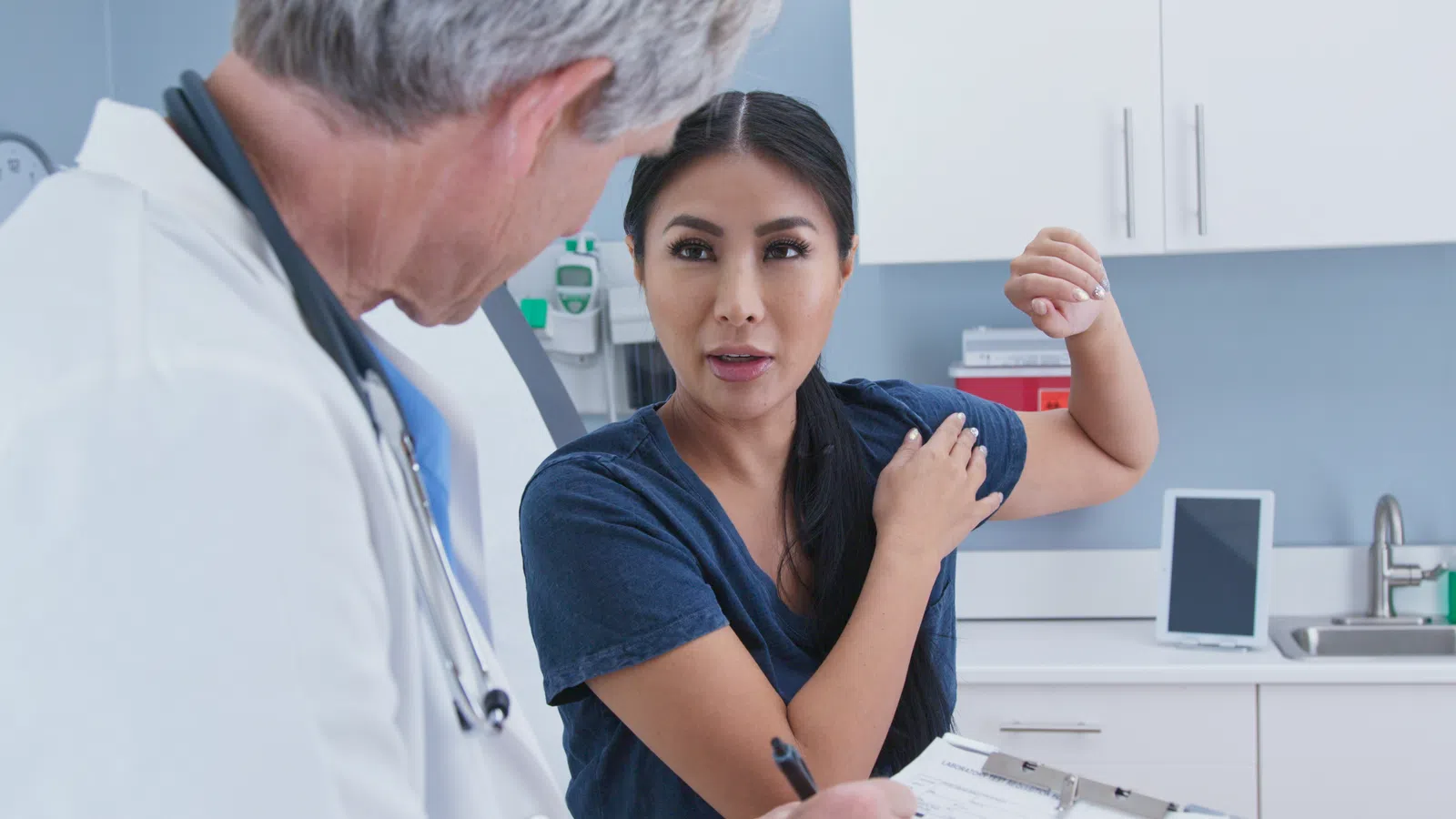 a doctor examining a patient