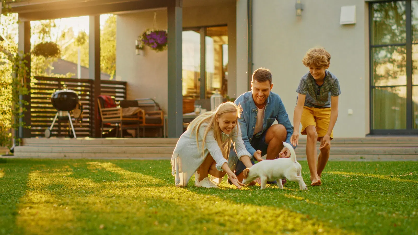 a man and a woman with dogs