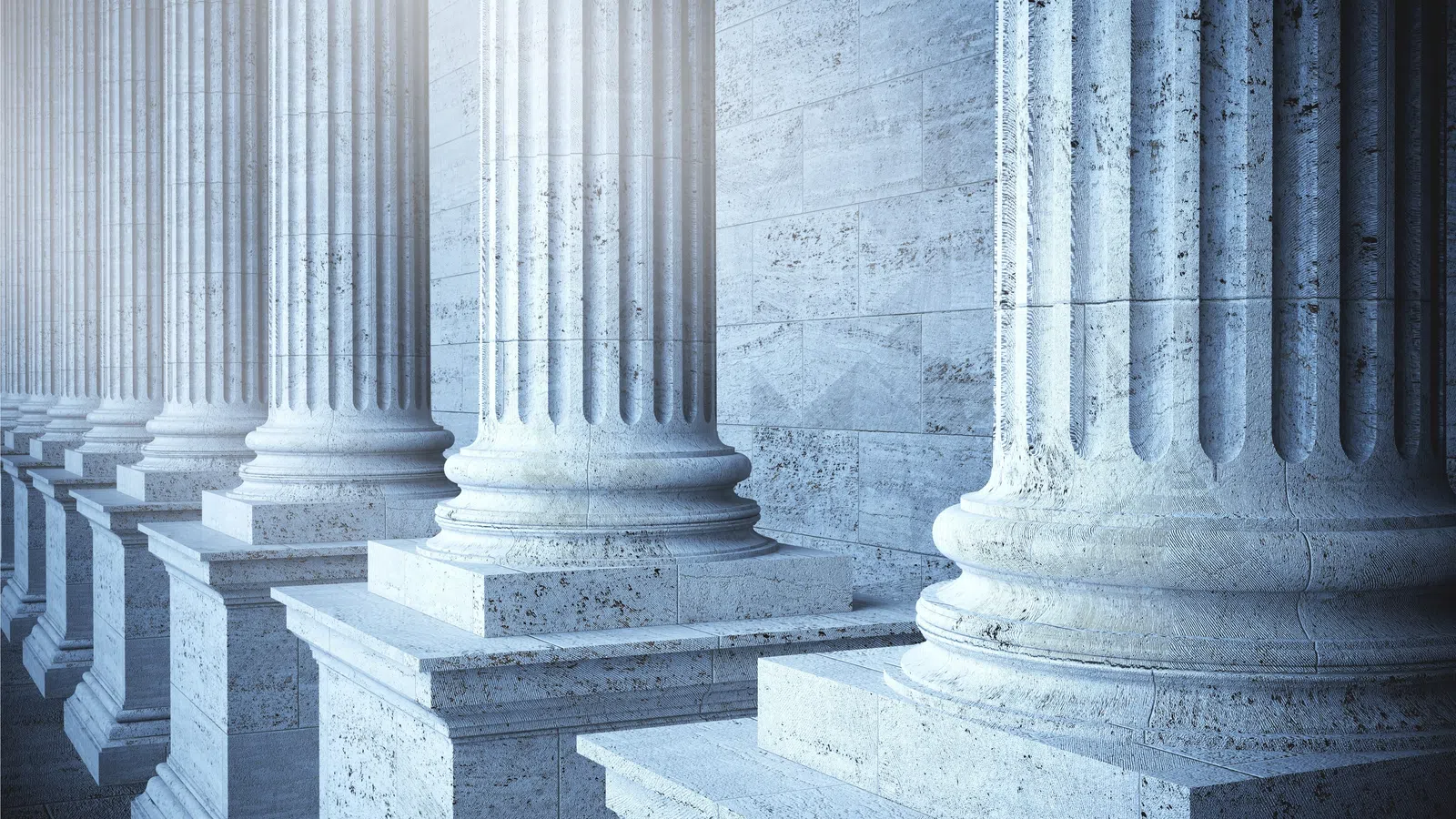 a staircase with pillars