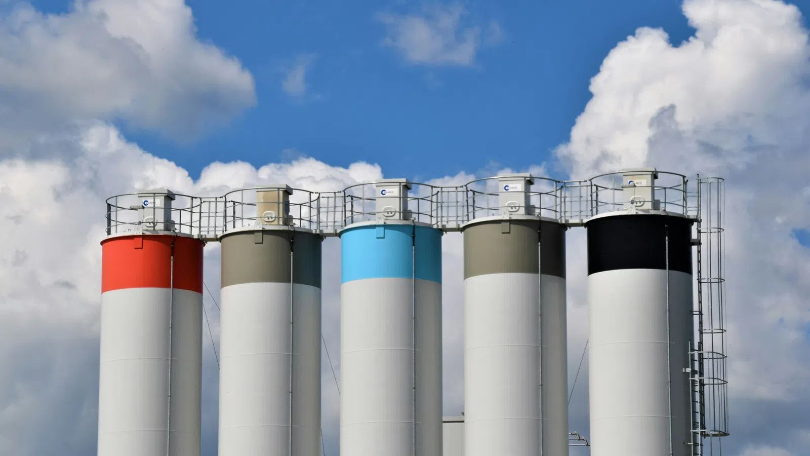 a group of white cylindrical structures