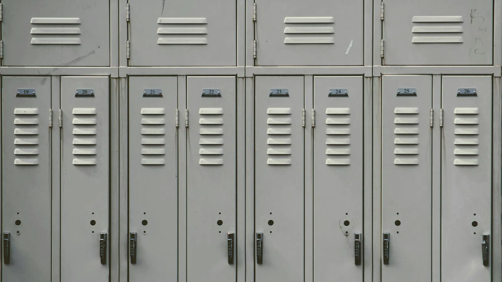 a row of white lockers