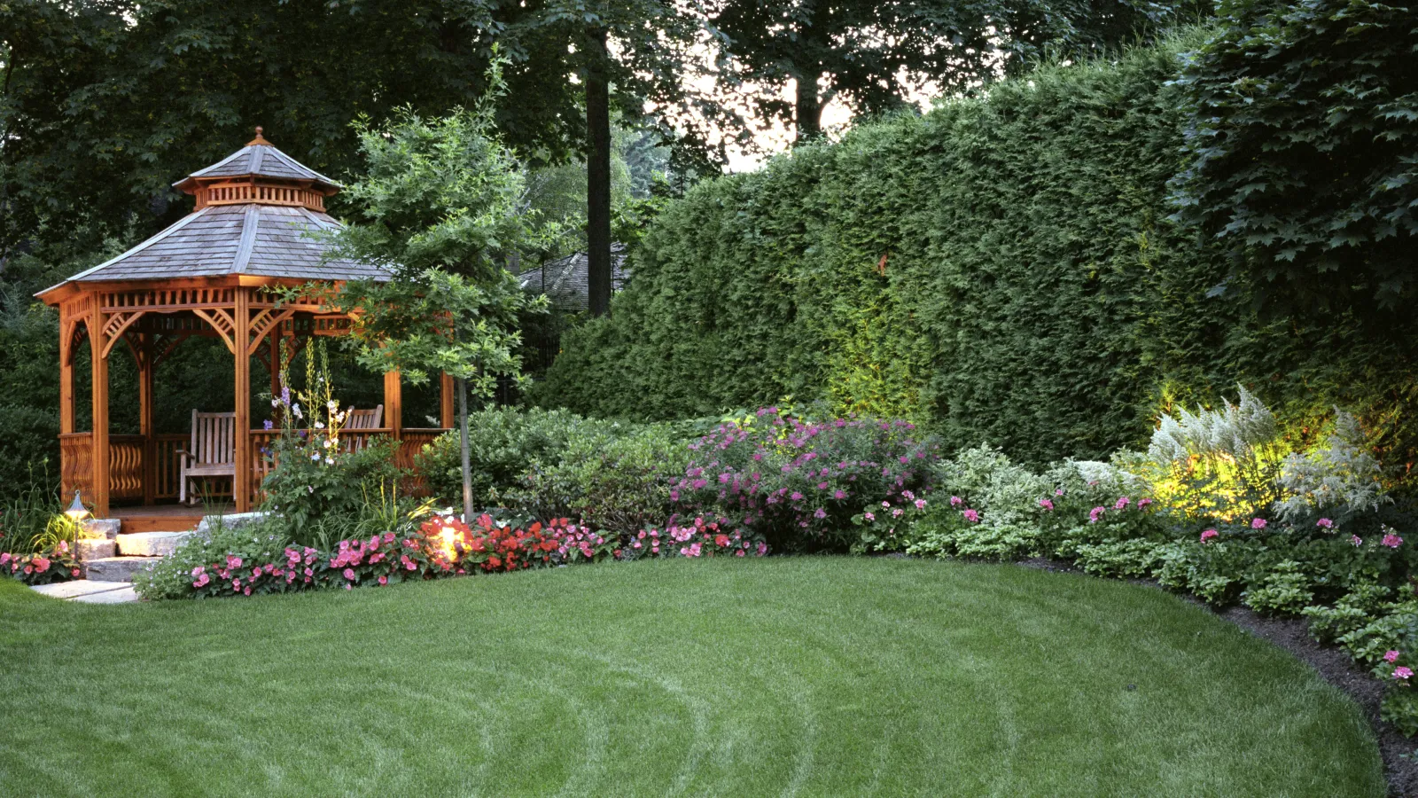 a gazebo in a garden