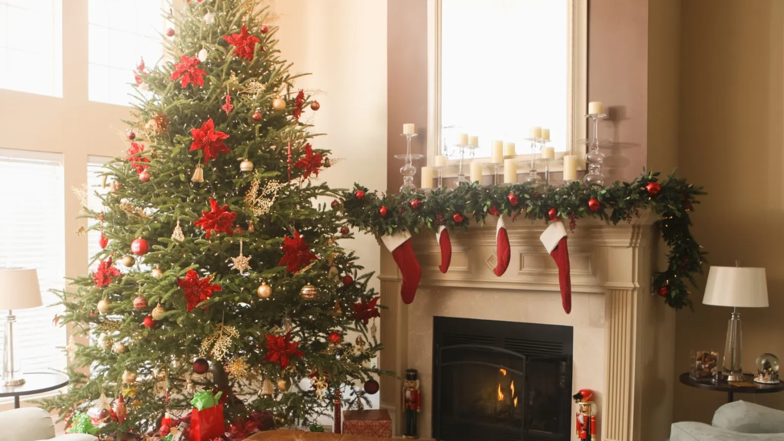 a christmas tree in a living room