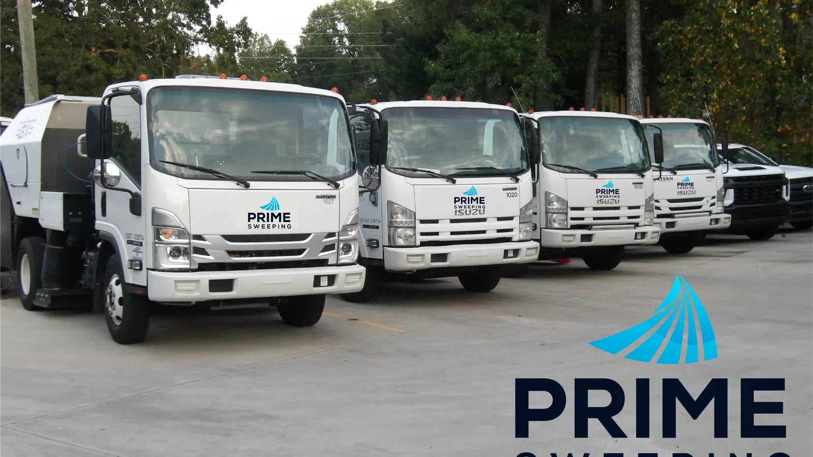 a group of white trucks