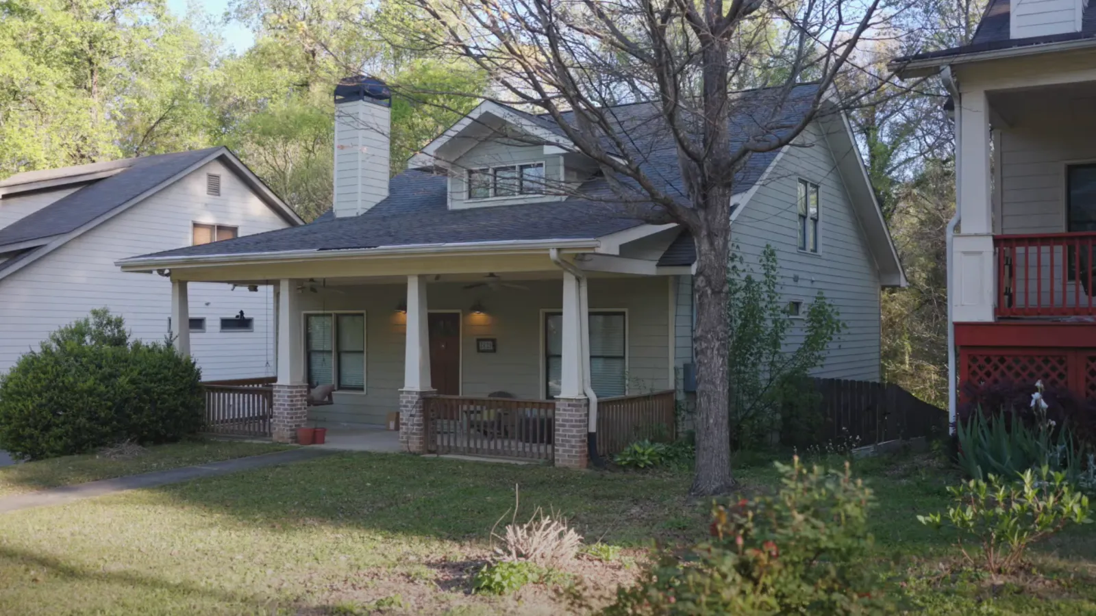 a house with a large front yard