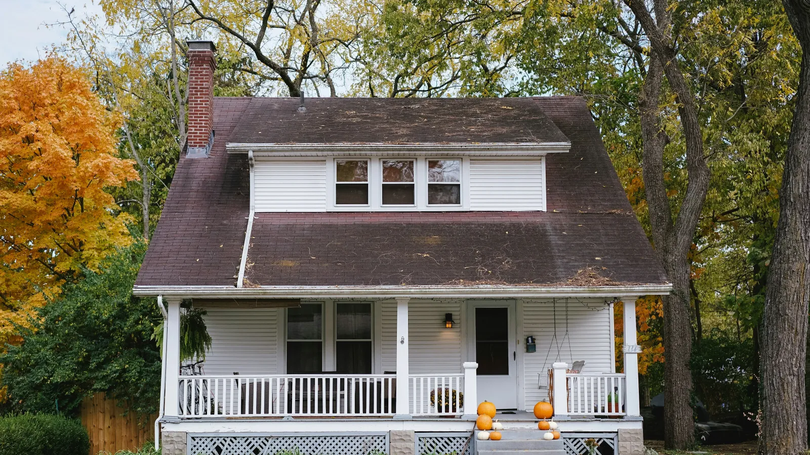 a house with trees around it