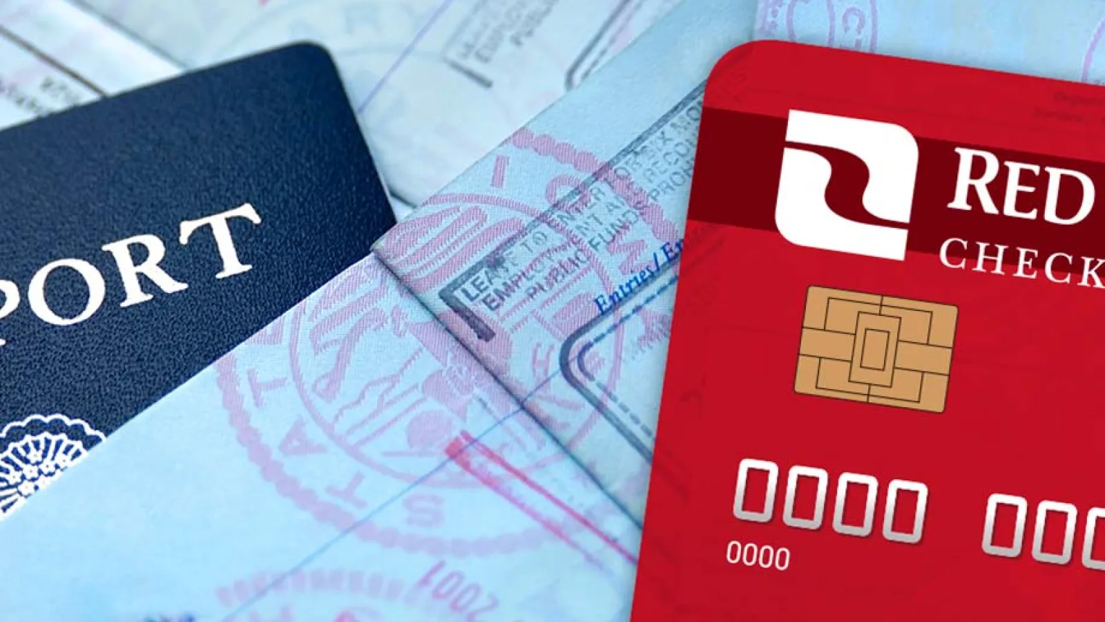A close-up of a passport and a red credit card placed on top of travel documents, symbolizing travel finance.