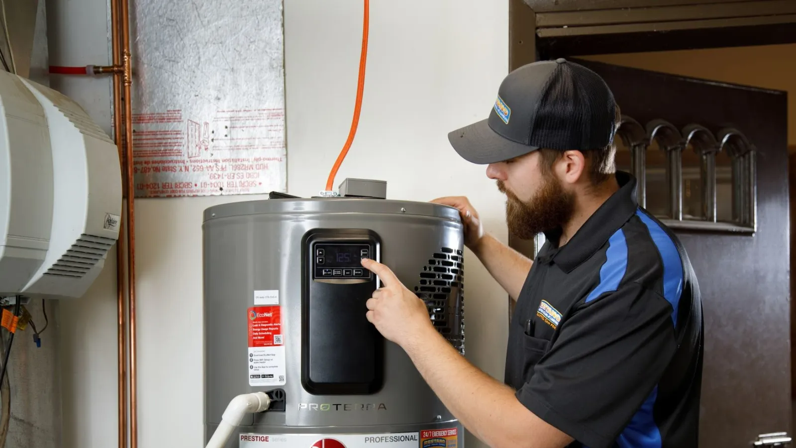 a man working on HVAC equipment in a Allegheny County, PA shop