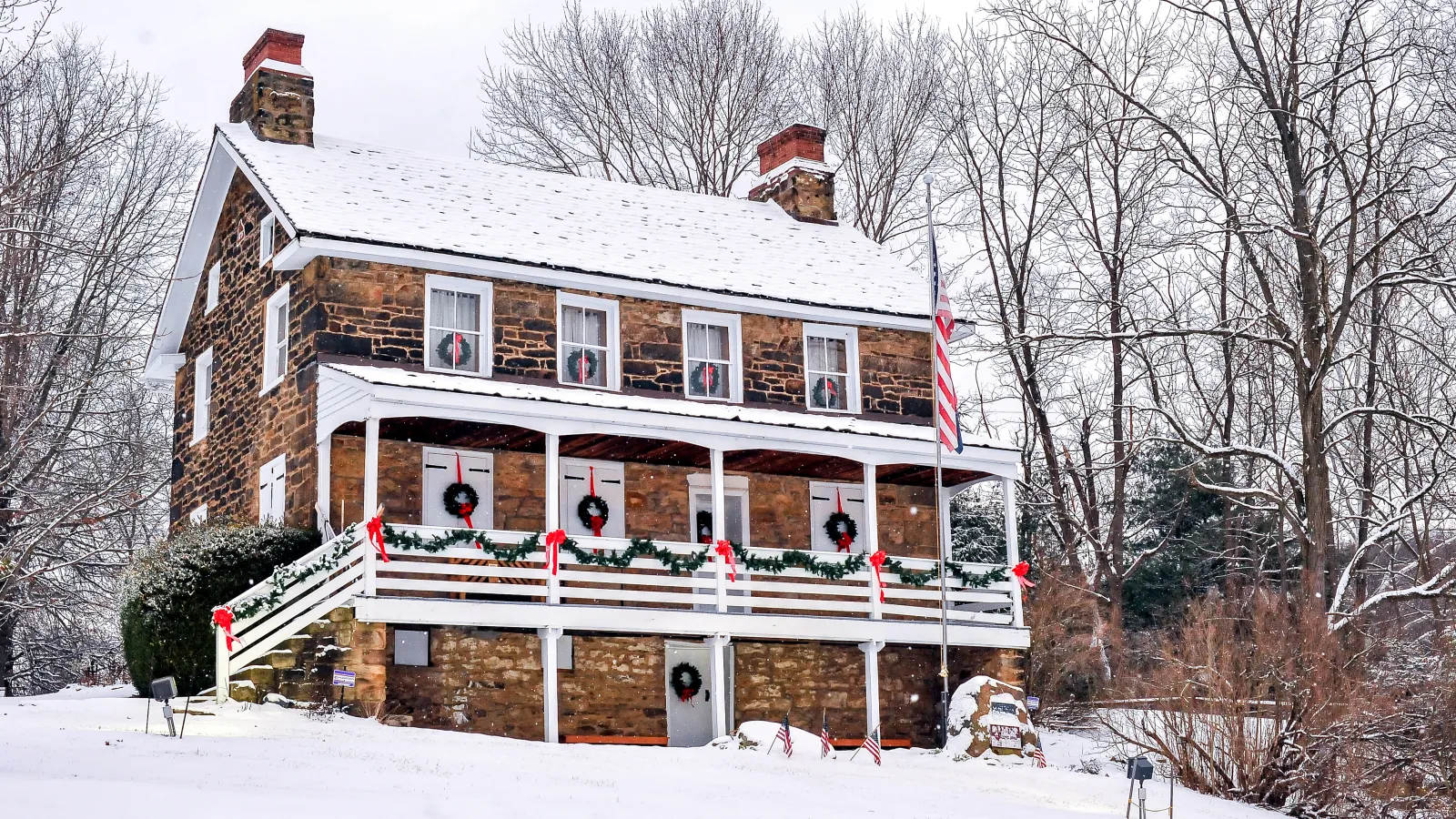 a house with a flag on the roof