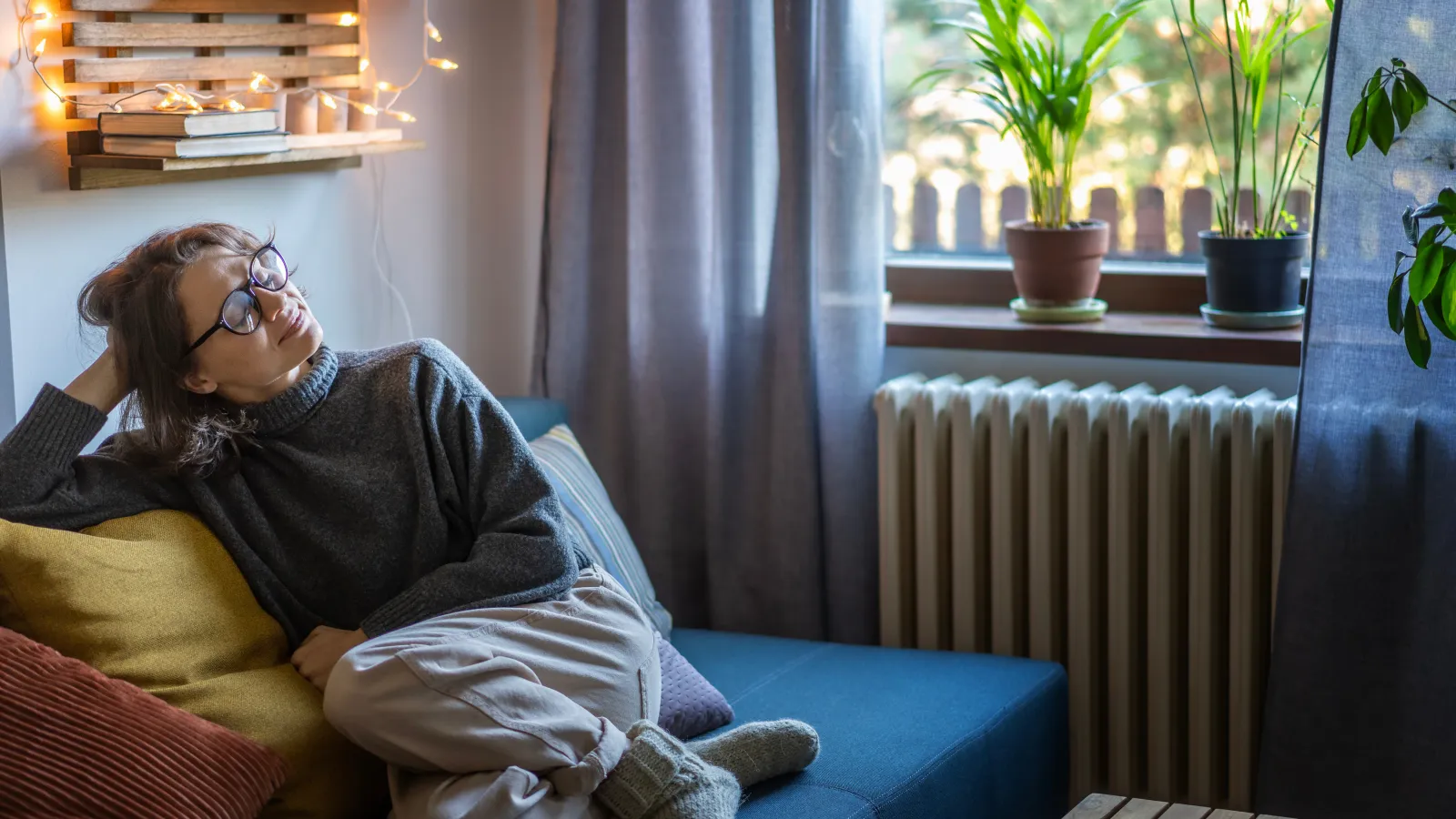 a person sitting on a couch