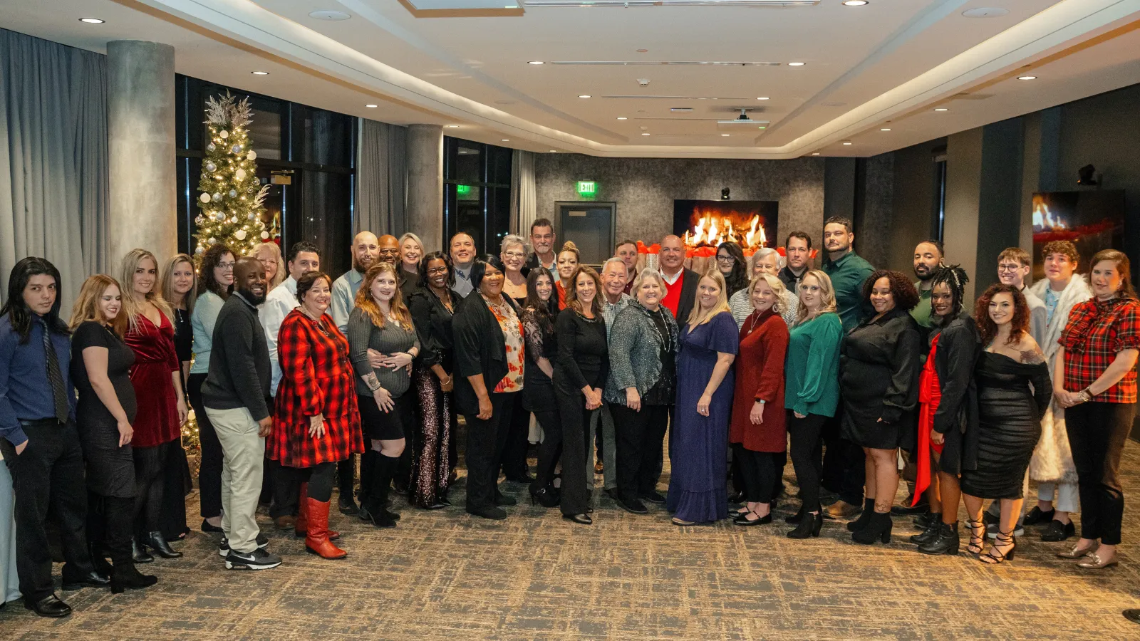 a group of people posing for a photo