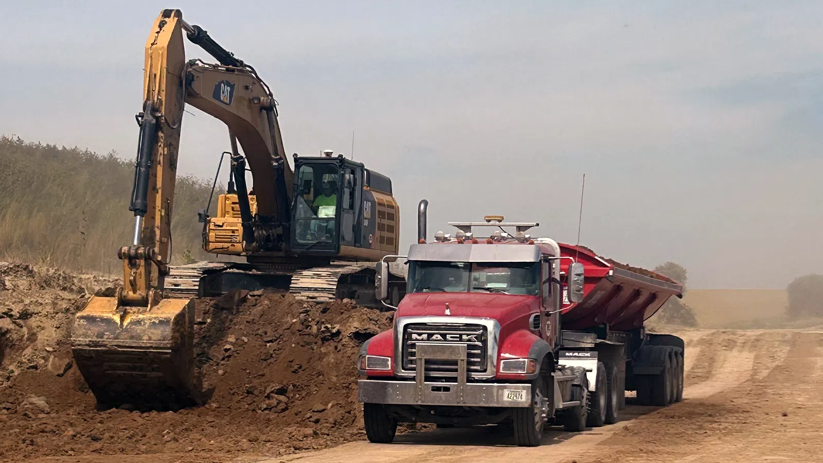 a tractor pulling a trailer