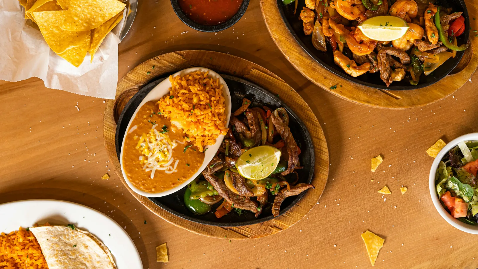 a group of plates with food on them