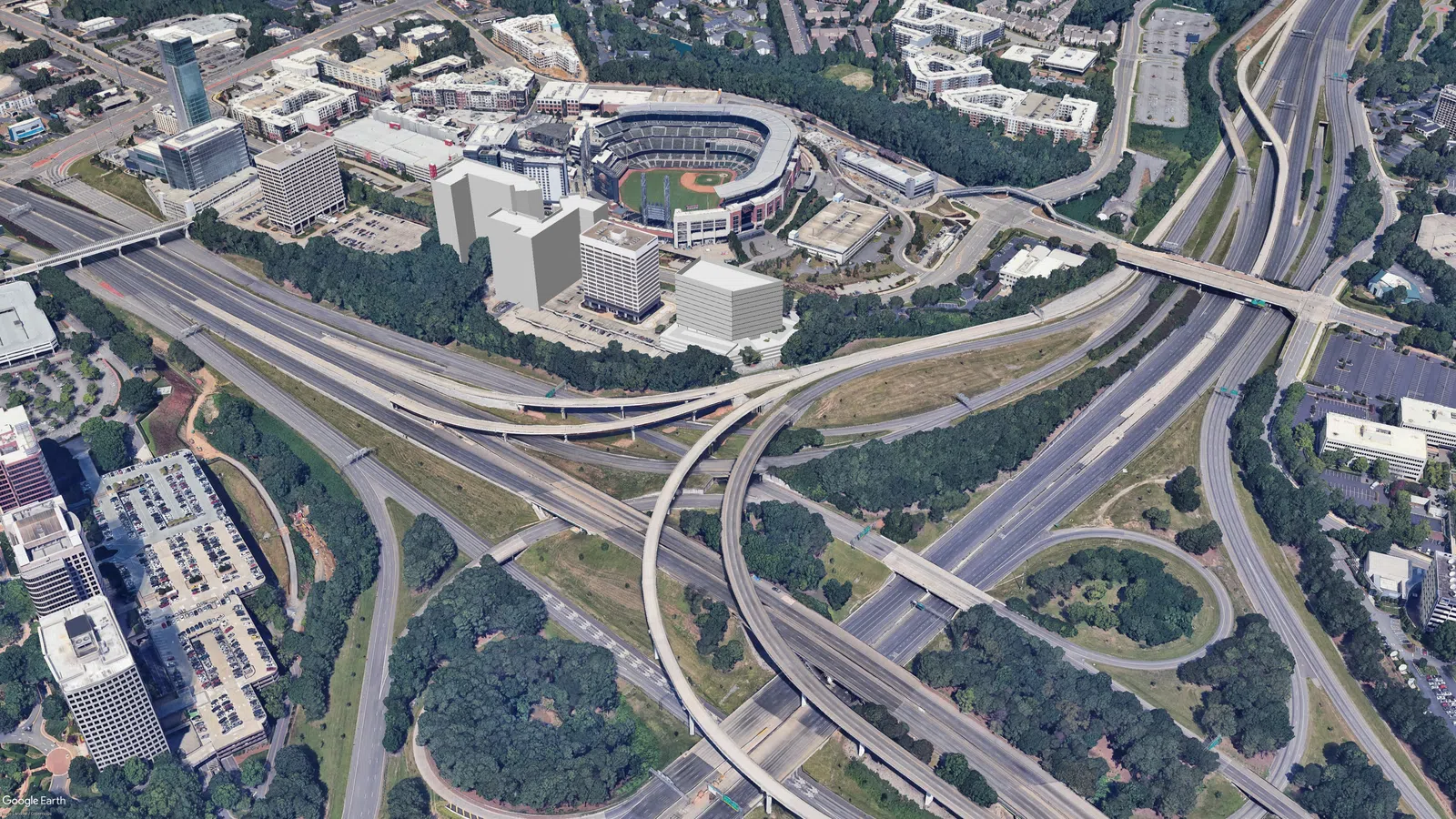 an aerial view of a city