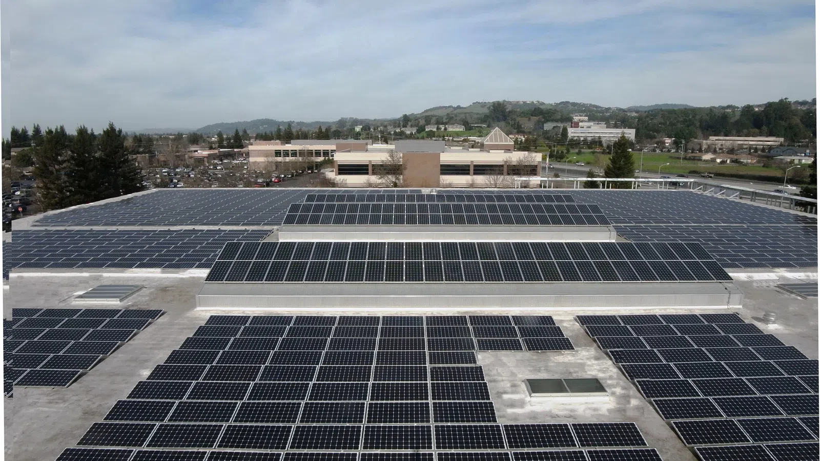 solar panels on a roof of a santa rosa sonoma county buiness