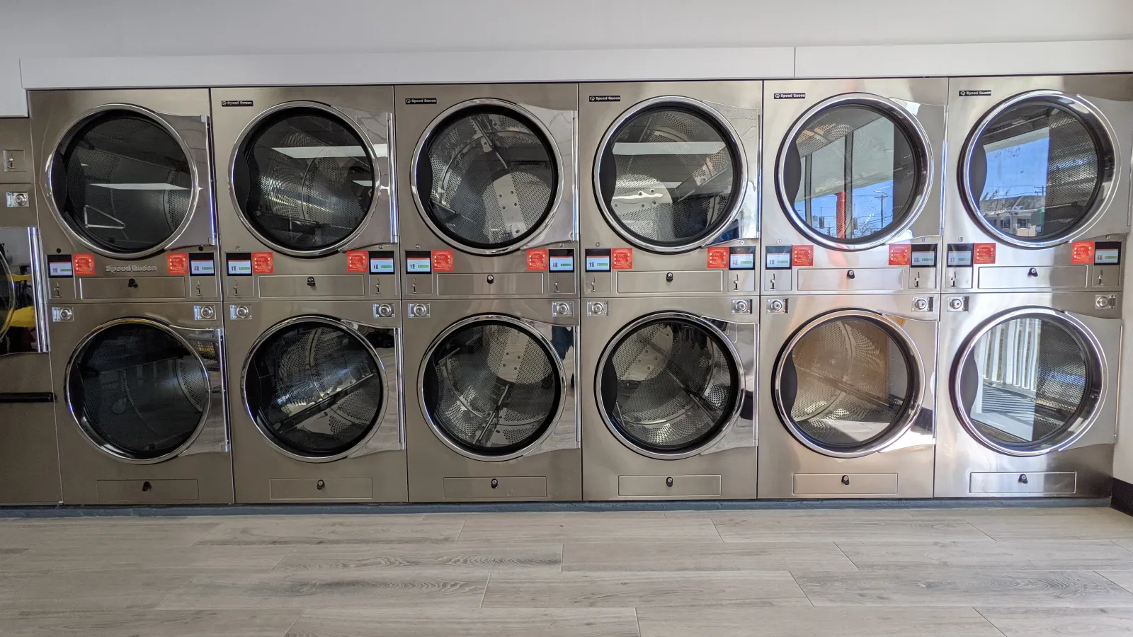 a row of washing machines