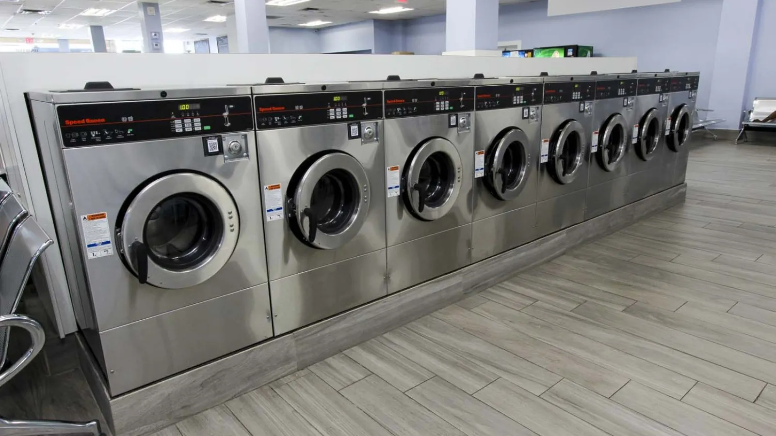a washer in a large room